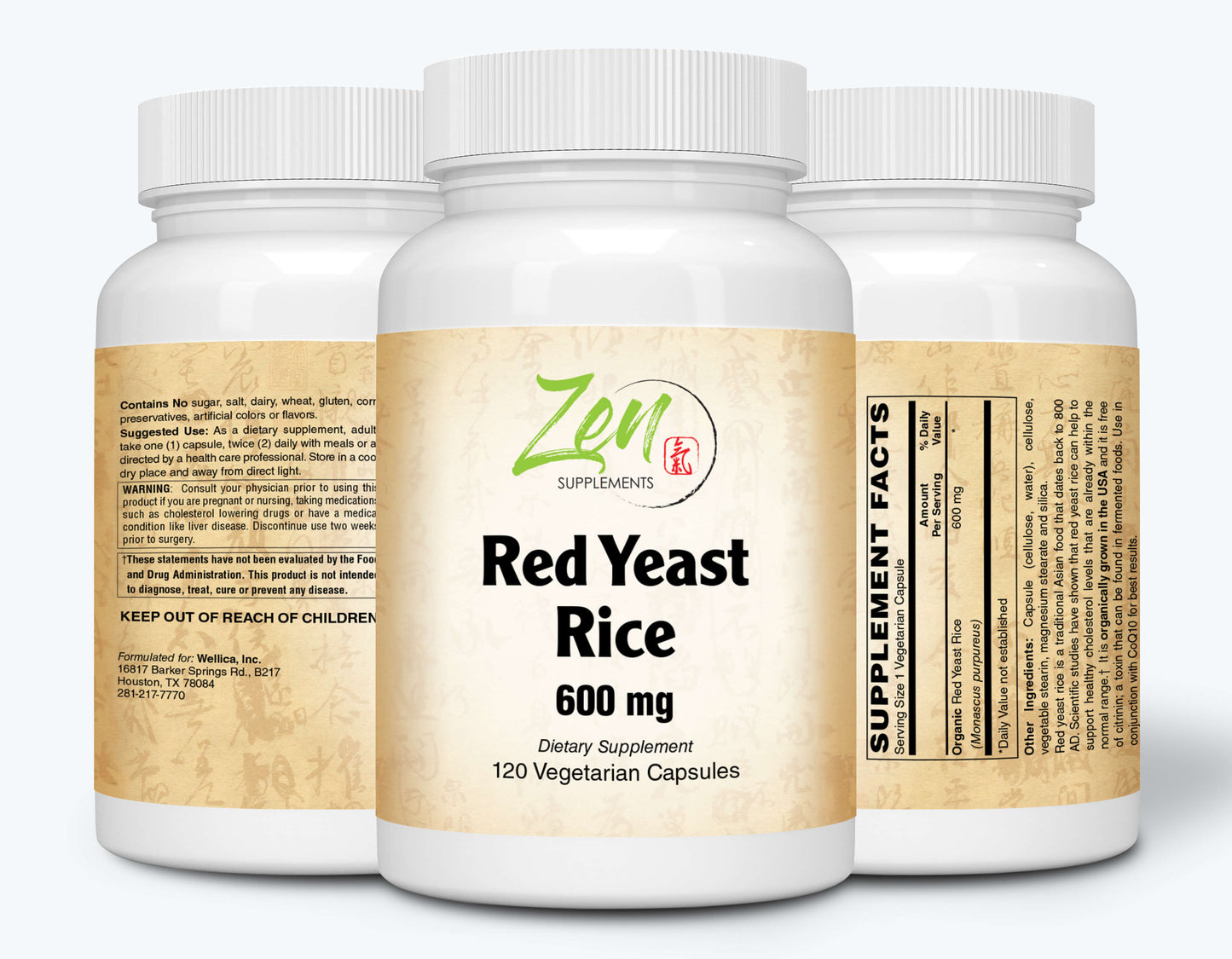 Red Yeast Rice 600mg Supports Healthy Cholesterol Levels & Cardiovascular System 120-Vegcaps