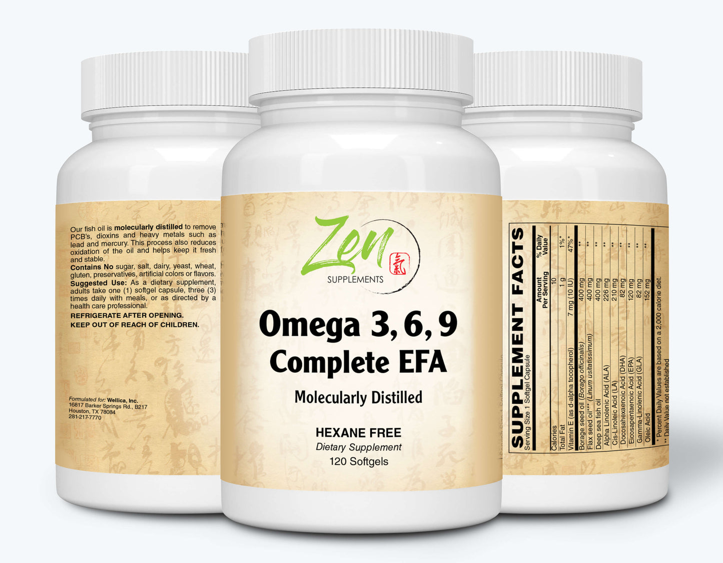 Omega Omega 3-6-9 - Sourced from Deep Sea Fish, Flax Seed & Borage Oils. Purified with Molecular Distillation - Supports Heart and Circulatory Health 120-Softgel