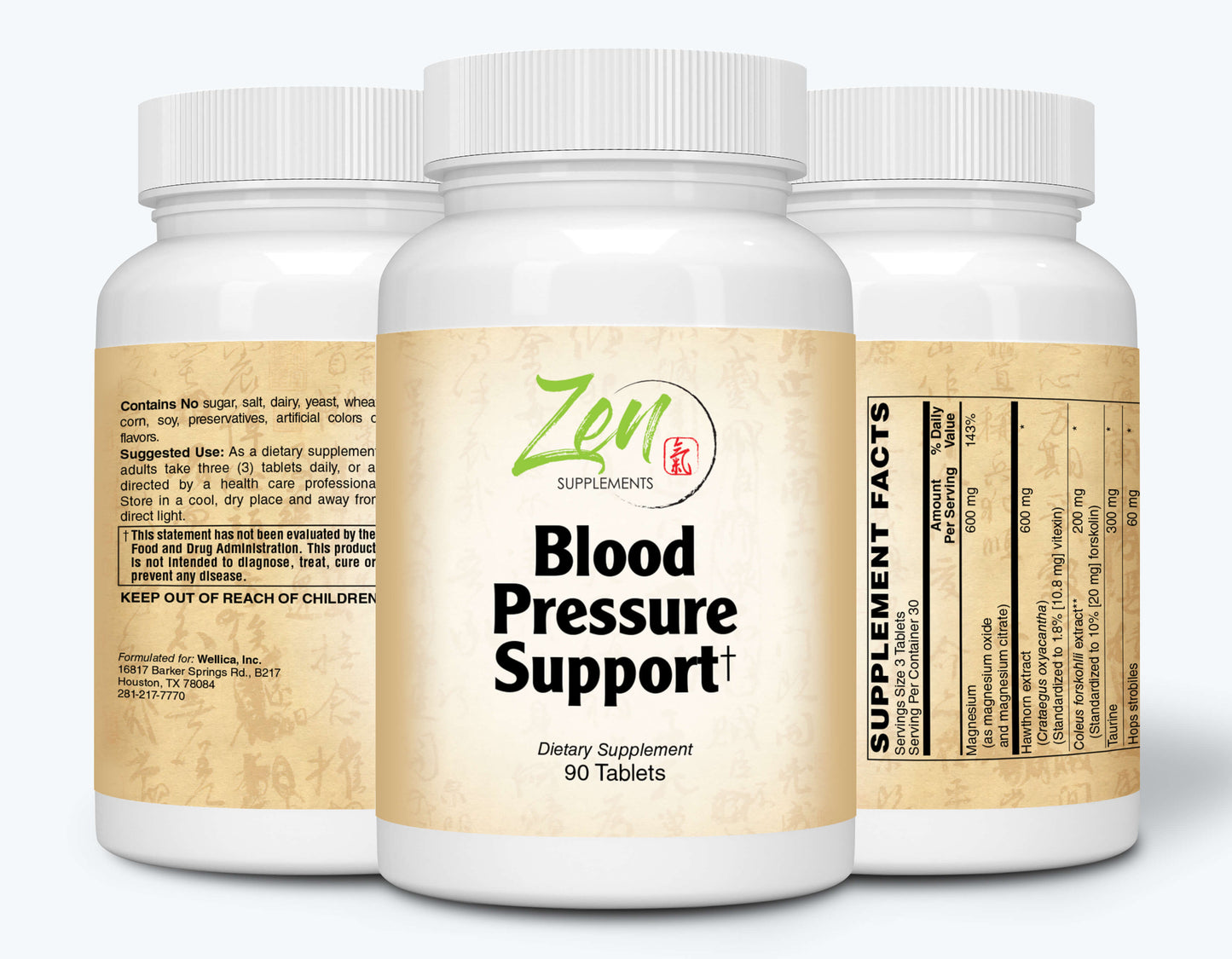 Blood Pressure Support 90-Tabs with Hawthorn, Magnesium, Hops, Taurine & Forskohlii - Promotes Lower BP Naturally - Advanced Hypertension Supplement w/Potent Vitamins & Herbs for Stress Reduction & Heart Health