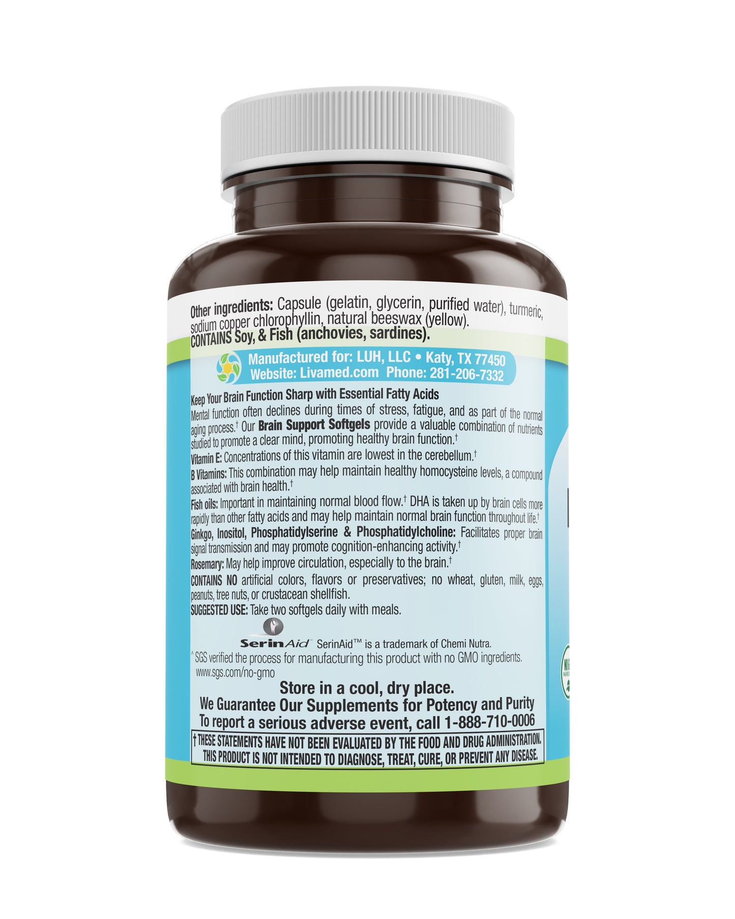 Brain Support Softgels with Omega-3 Fish Oil 60 Count