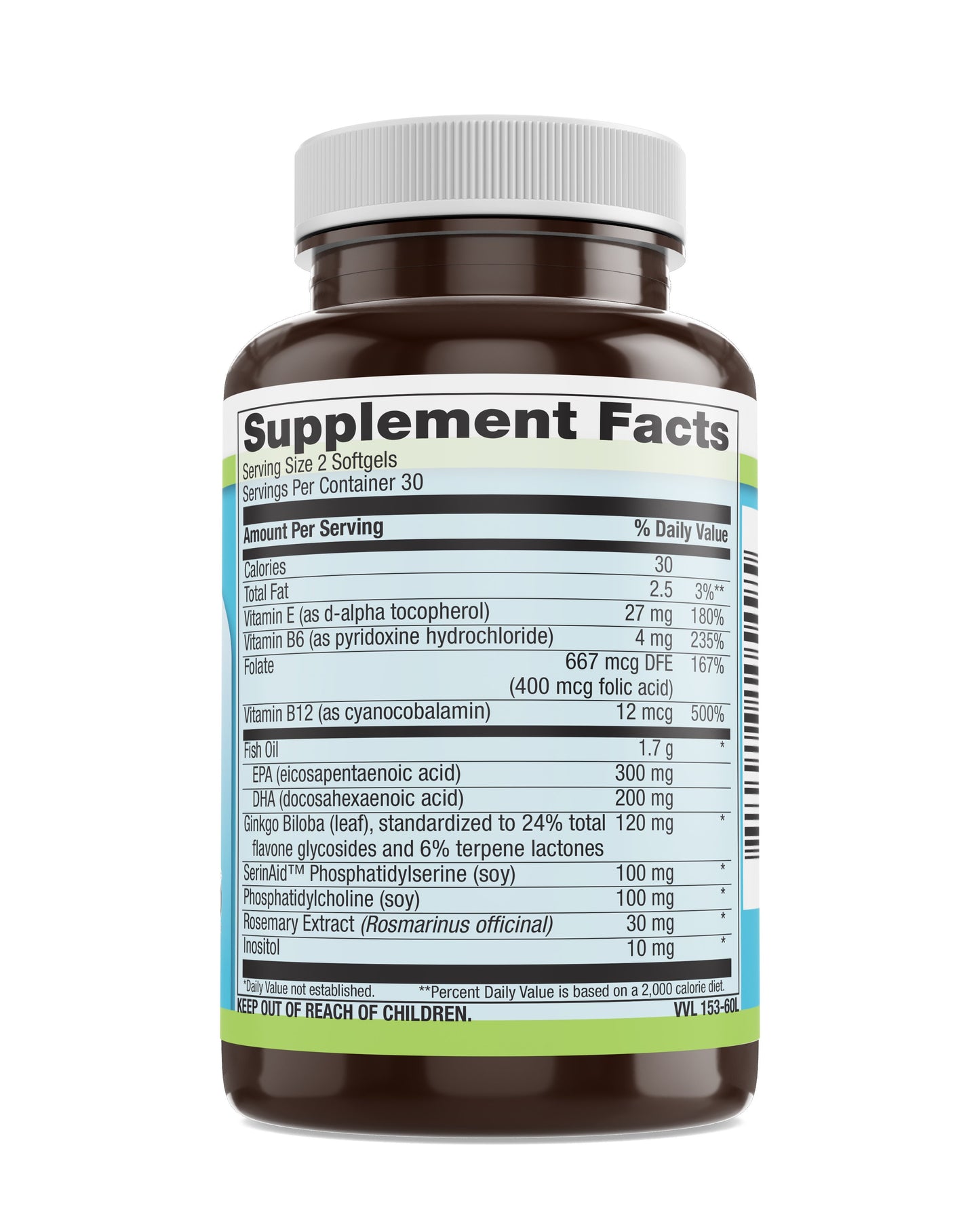 Brain Support Softgels with Omega-3 Fish Oil 60 Count
