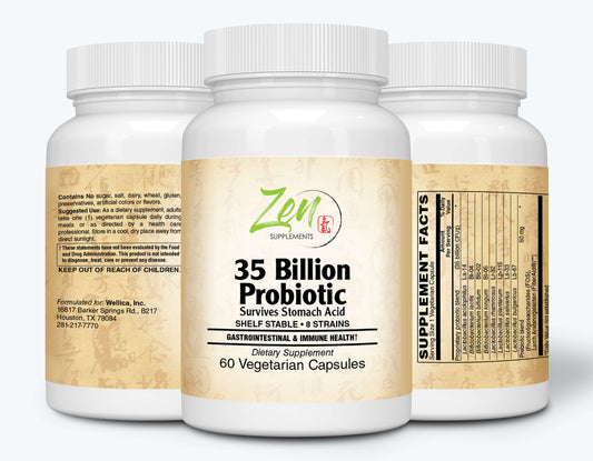 35 Billion Probiotic 35 Billion CFU with 8 Strains 60-Vegcaps - Sustained Release Technology, Resist Stomach Acid, Shelf Stable - Support for Healthy Digestion & Intestinal Ecology Favorable Intestinal Flora