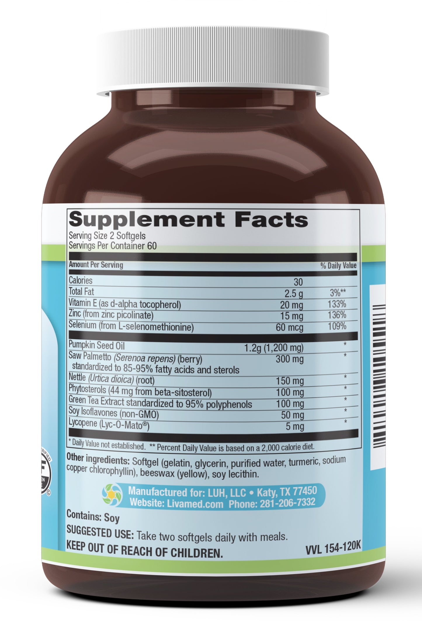 Prostate Support Softgels with Phytosterols 120 Count