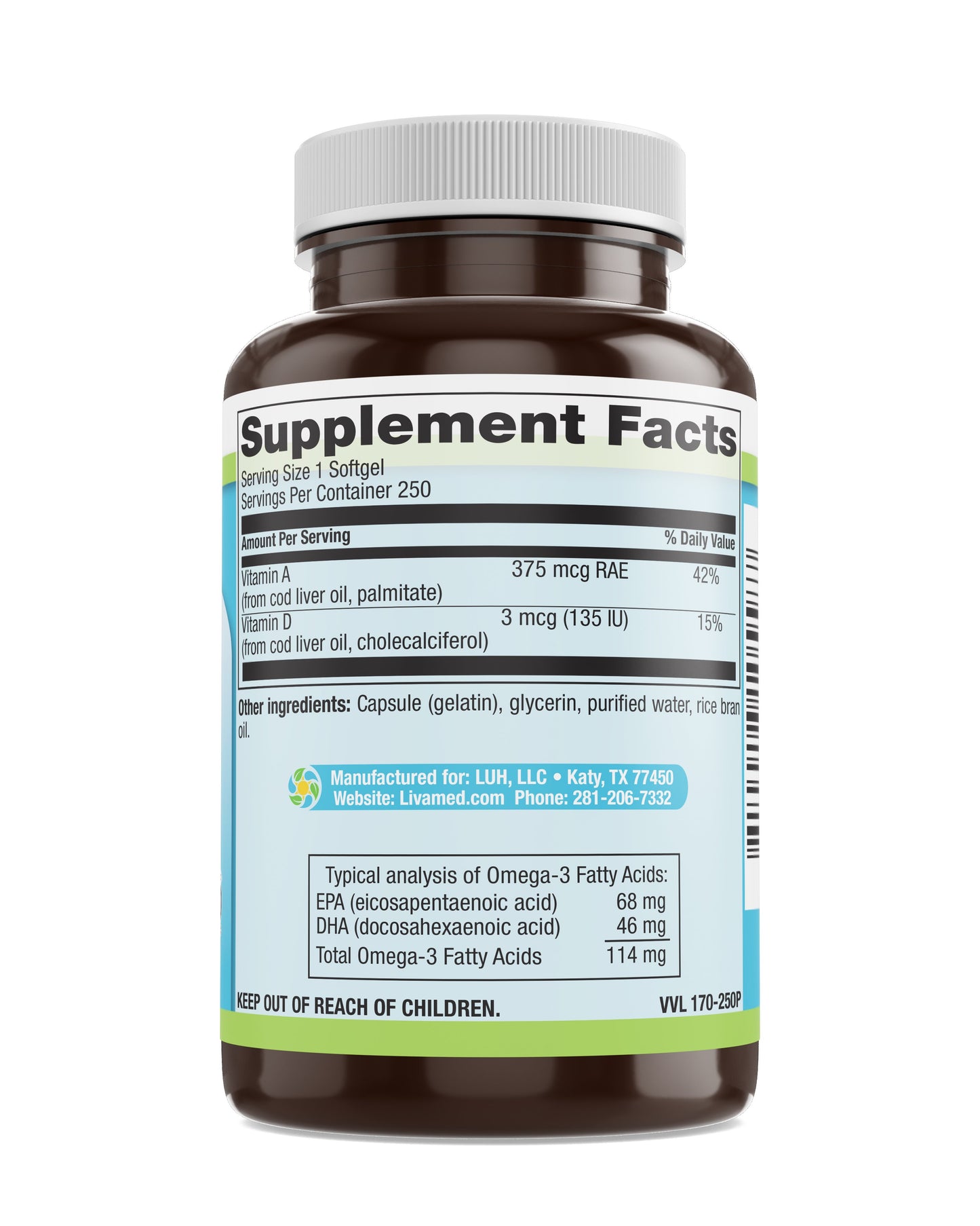 Cod Liver Oil Softgels 250 Count