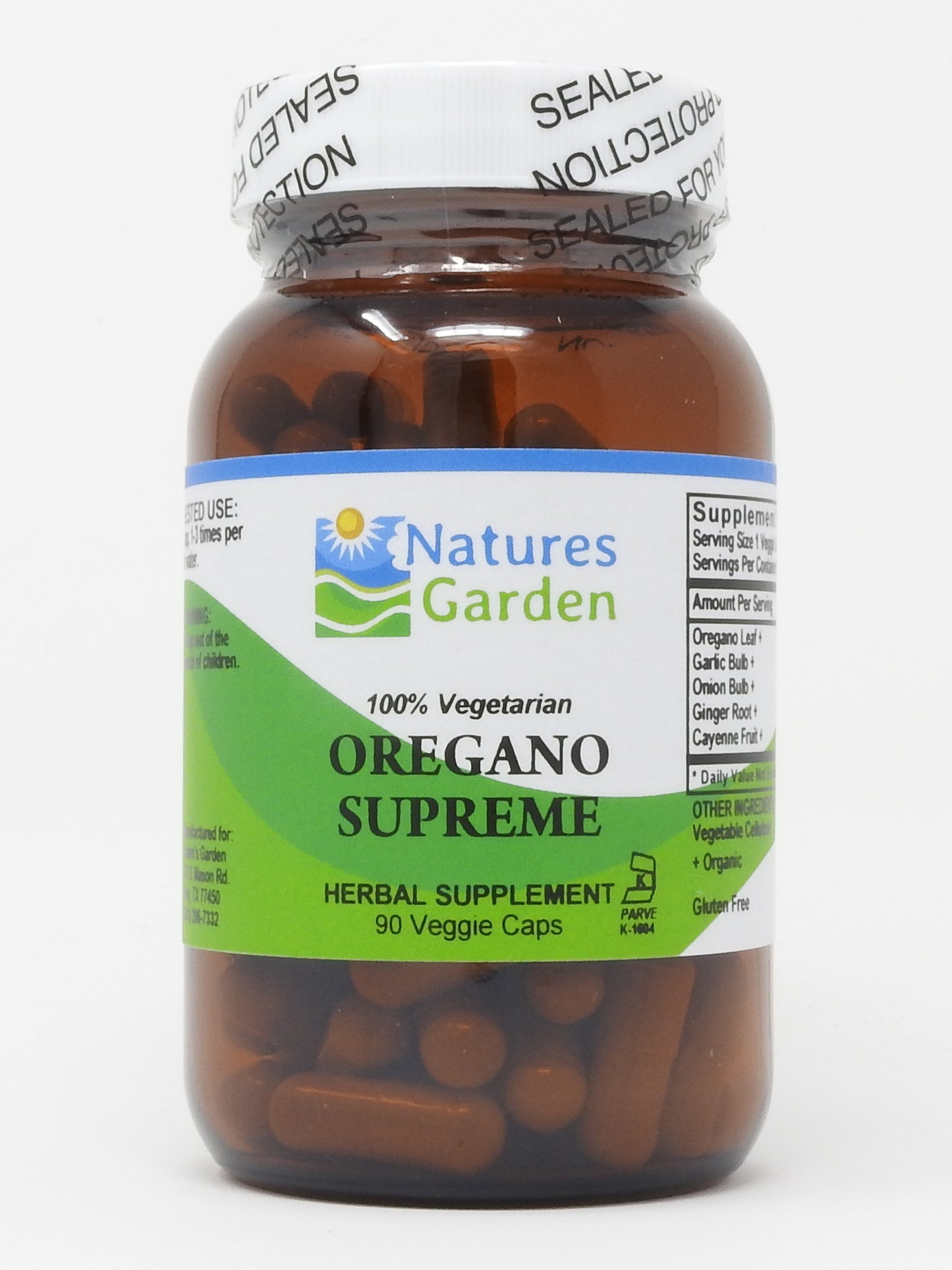 Nature's Garden - Oregano Supreme (w/ Garlic, Onion, Ginger & Cayenne) - 90 Veggie Caps