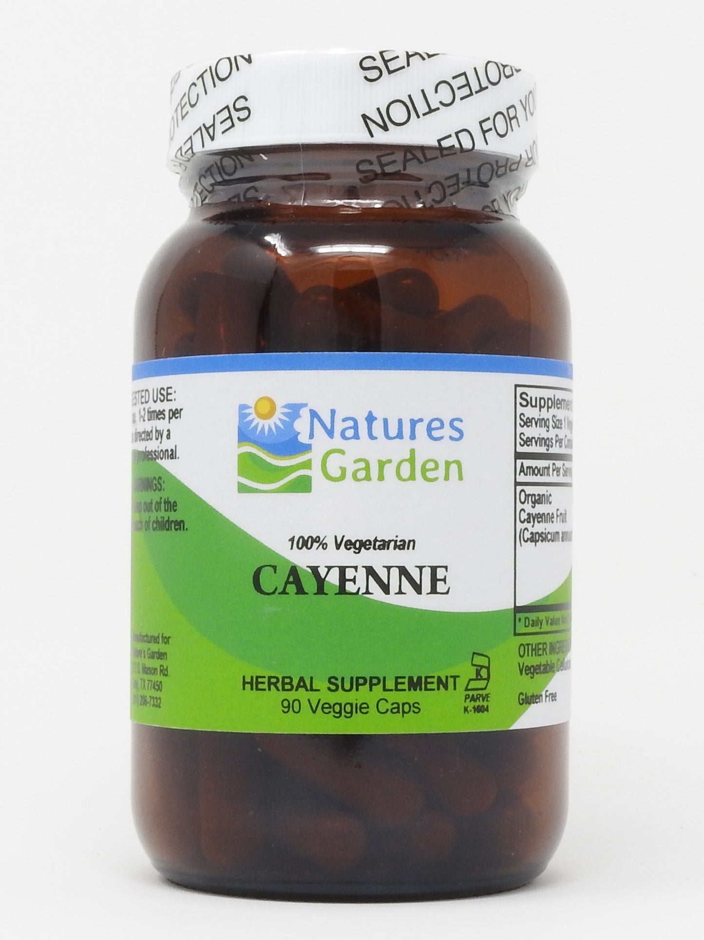 Nature's Garden - Cayenne - 90 Veggie Caps with 500mg Organic Cayenne Pepper Powder