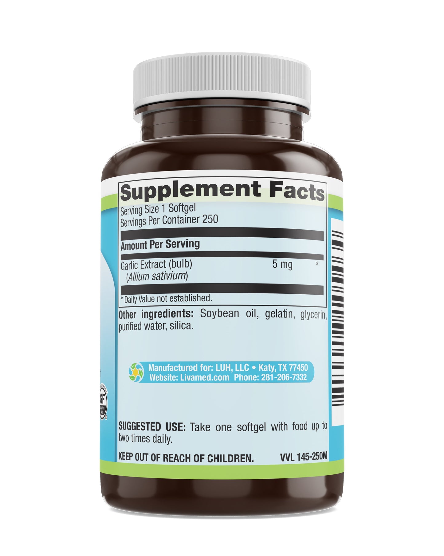 Garlic 500 mg 100:1 Extract Odor-Reduced Softgels 250 Count