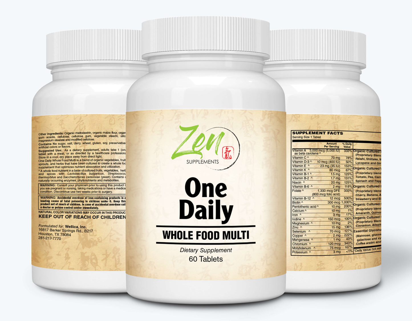 One Daily Whole Food Multi-Vitamin 60-Tabs - Vitamins and Nutrients From Organic Whole Food with Real Raw Veggies, Fruits, Probiotics, Digestive Enzymes.