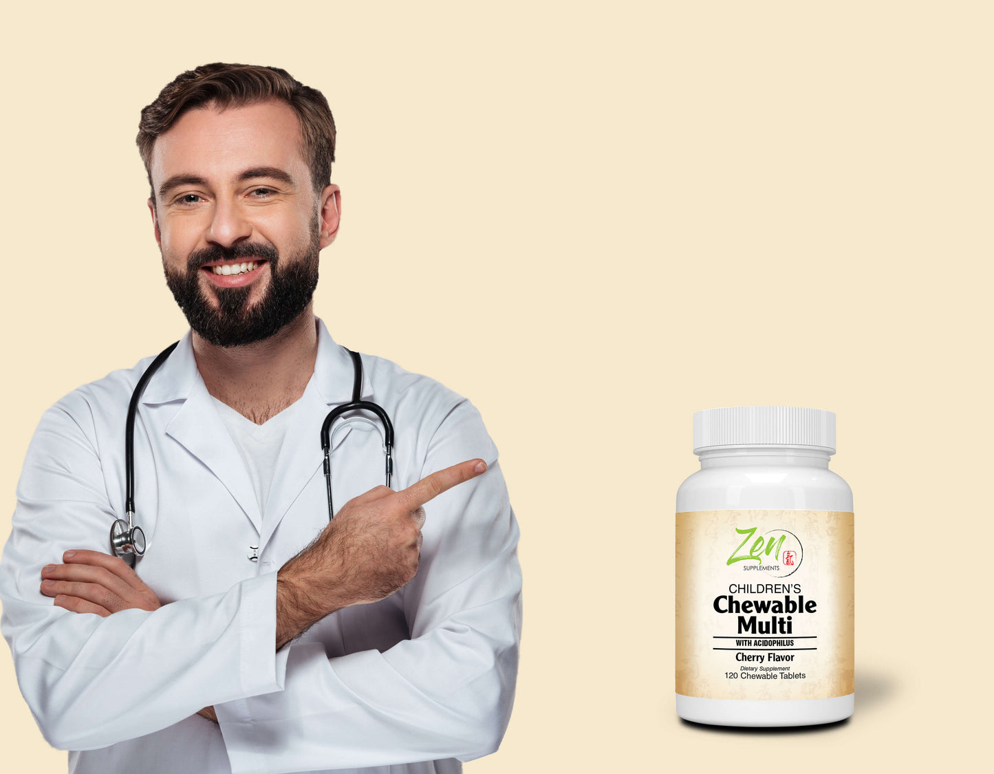 Children's Chewable Multi-Vitamin with Acidophilus Cherry Flavored 120-Tabs - The Children's Multivitamin you won't have to beg the kids to take.
