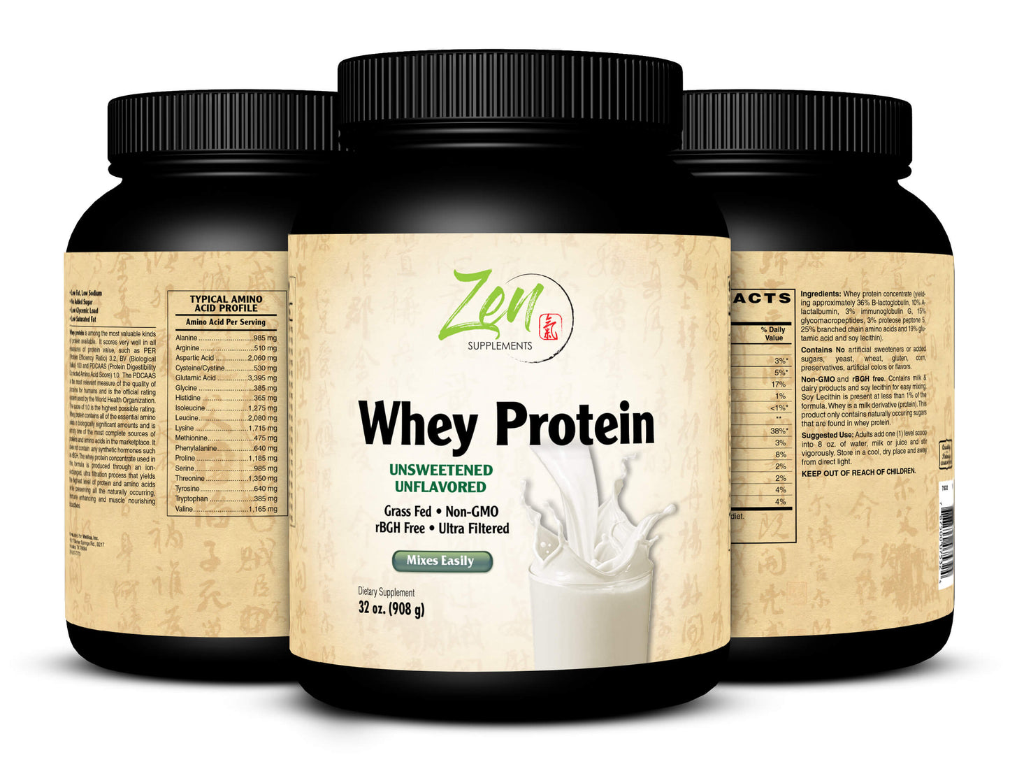 Organic Grass Fed Whey Protein 19g Per Serving Keto Friendly - Unflavored 32 Oz-Powder