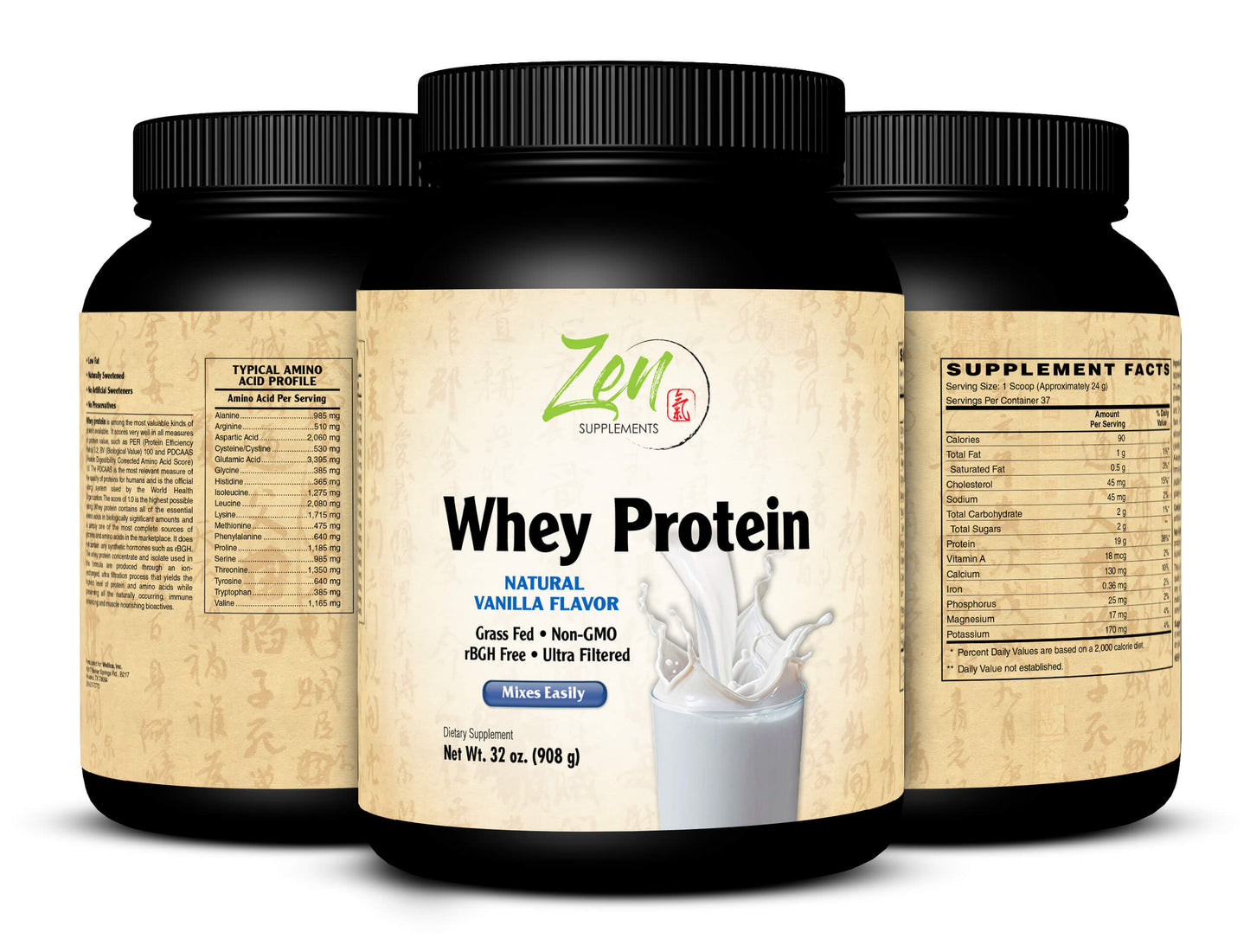 Organic Grass Fed Whey Protein 19g Per Serving Keto Friendly - Vanilla 32 Oz-Powder