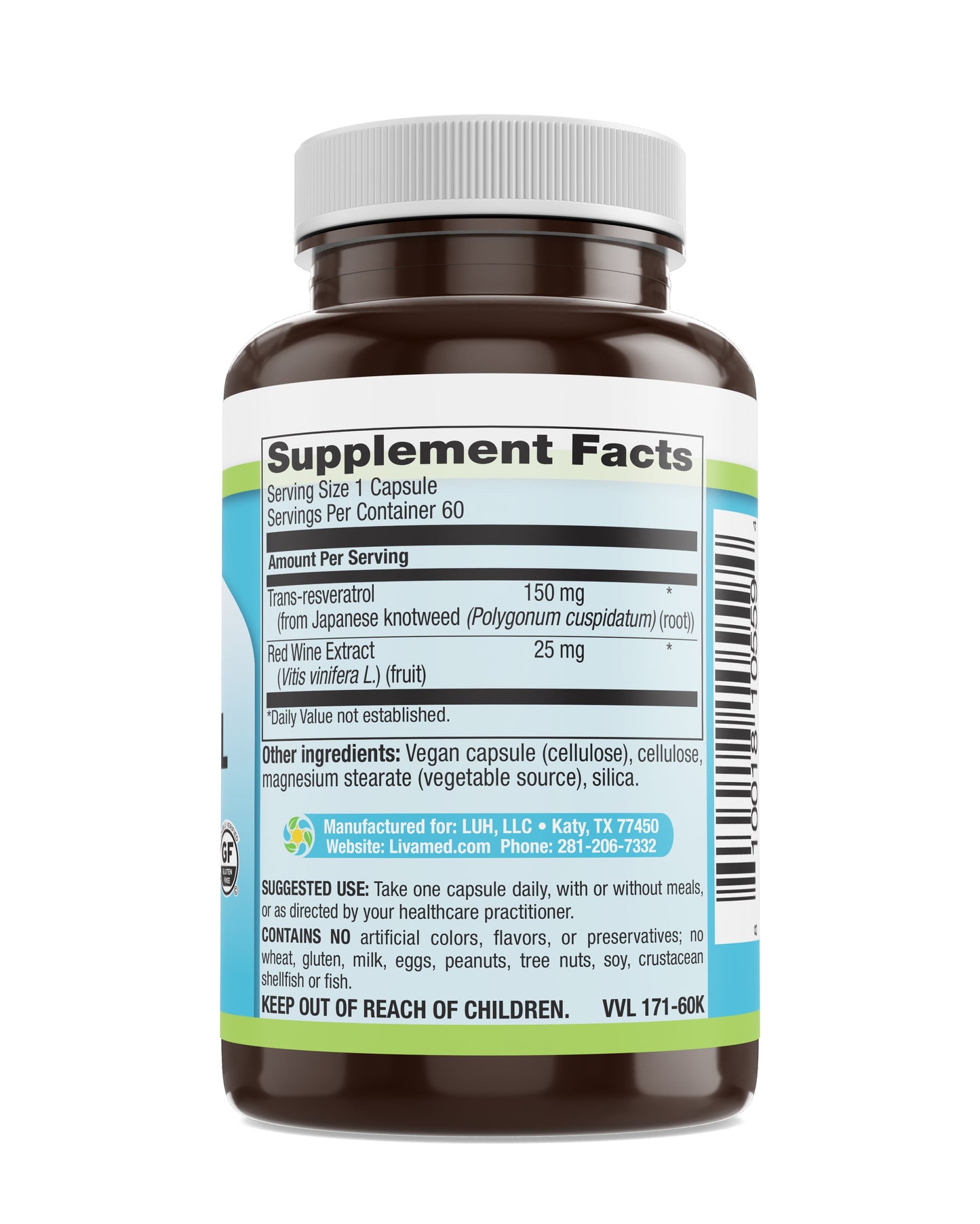 Resveratrol 150 mg Veg Caps 60 Count