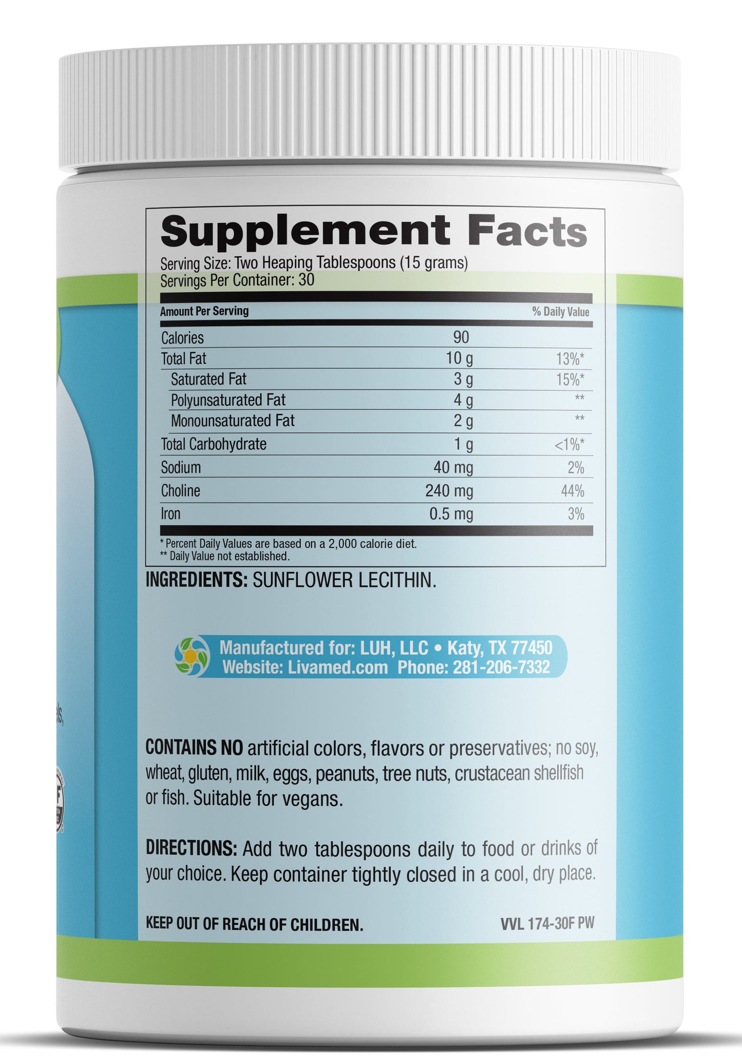 Sunflower Lecithin Powder (New PCR Tub) 16 oz Count