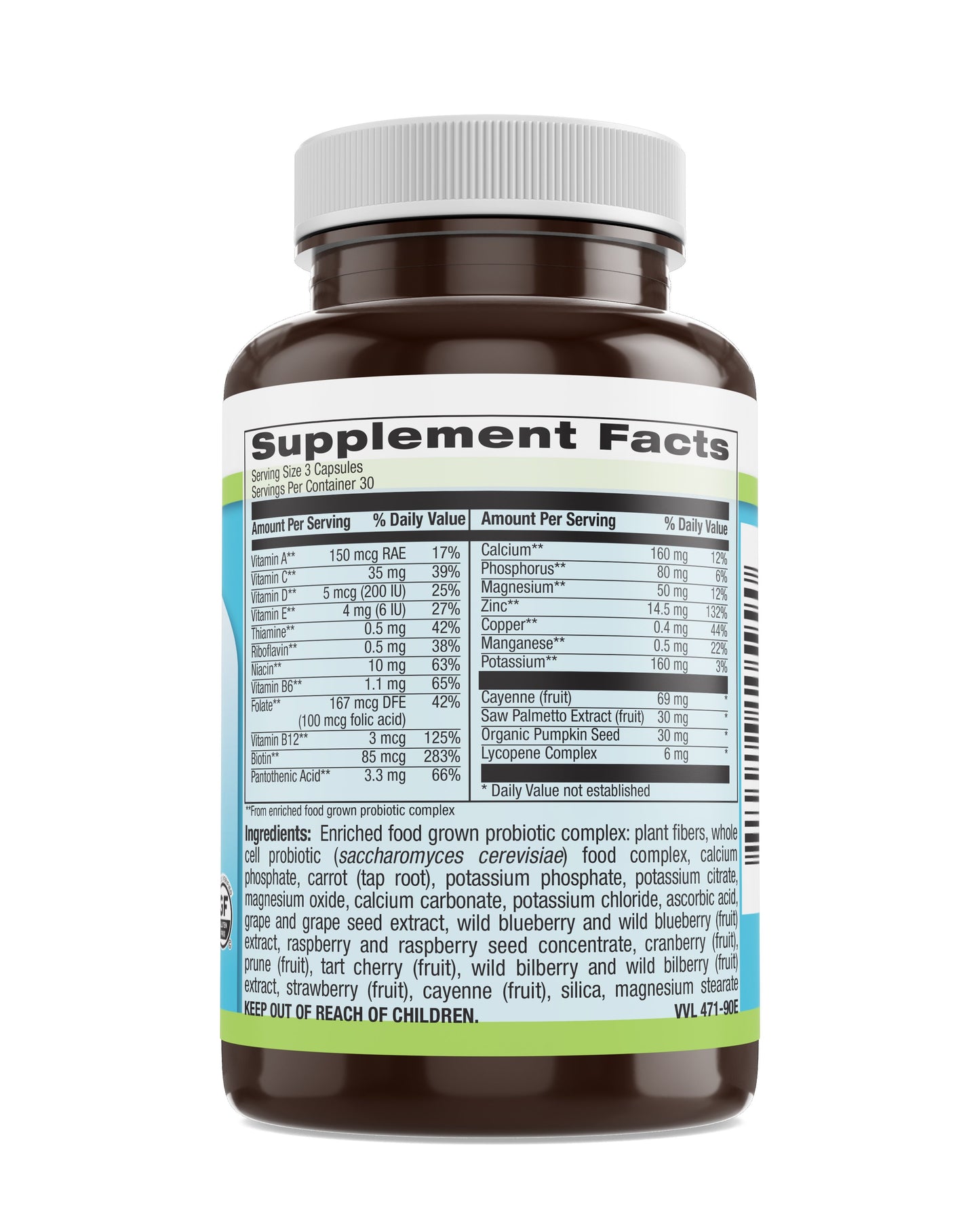 Men's Multi Veg Caps - Whole Food Essentials 90 Count