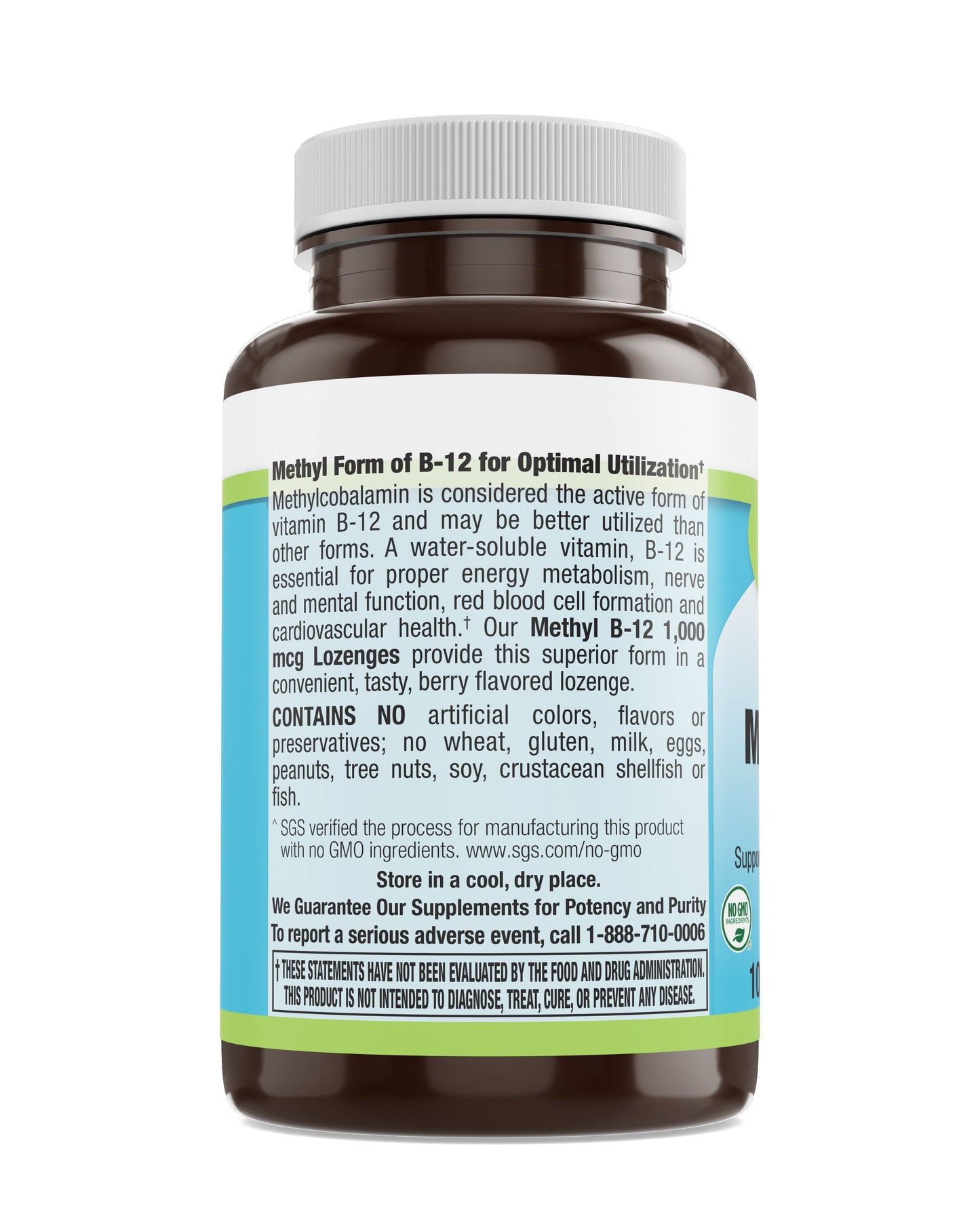 Methyl B12 1,000 mcg Veg Lozenge - Natural Berry Flavor 100 Count
