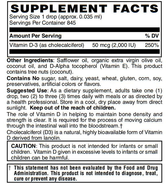 Vitamin D-3 2000 IU 1 Oz-Liquid - Supports Healthy Muscle Function, Bone Health & Immune Support