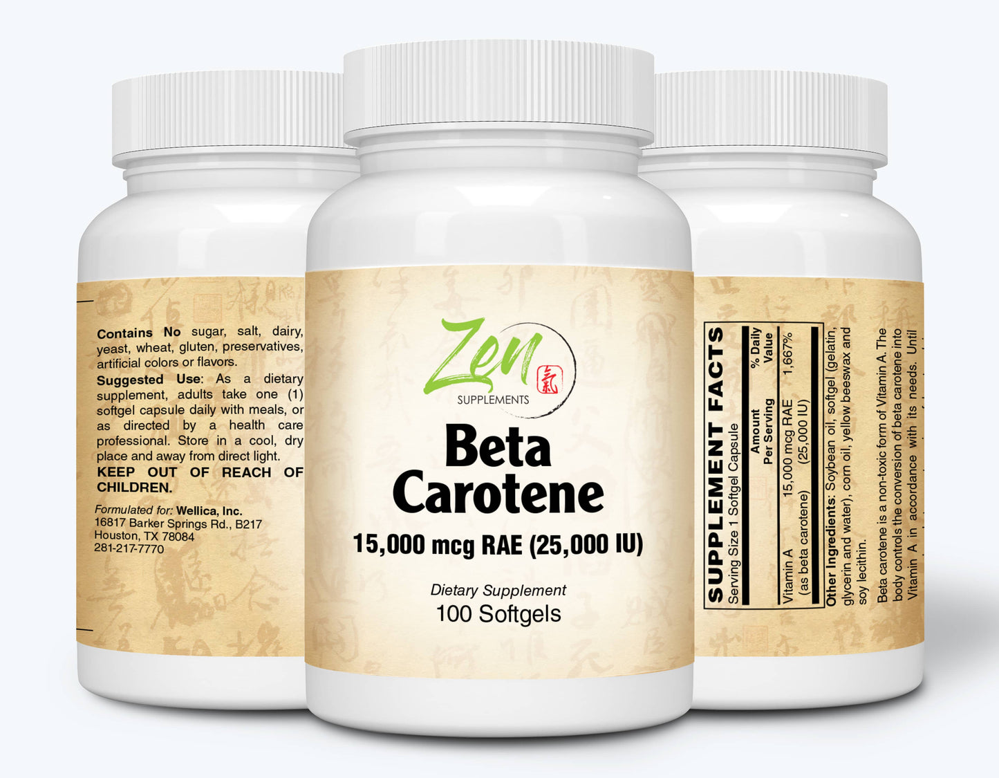 Beta-Carotene 25000IU Supports Healthy Vision & Immune System and Healthy Growth 100-Softgel