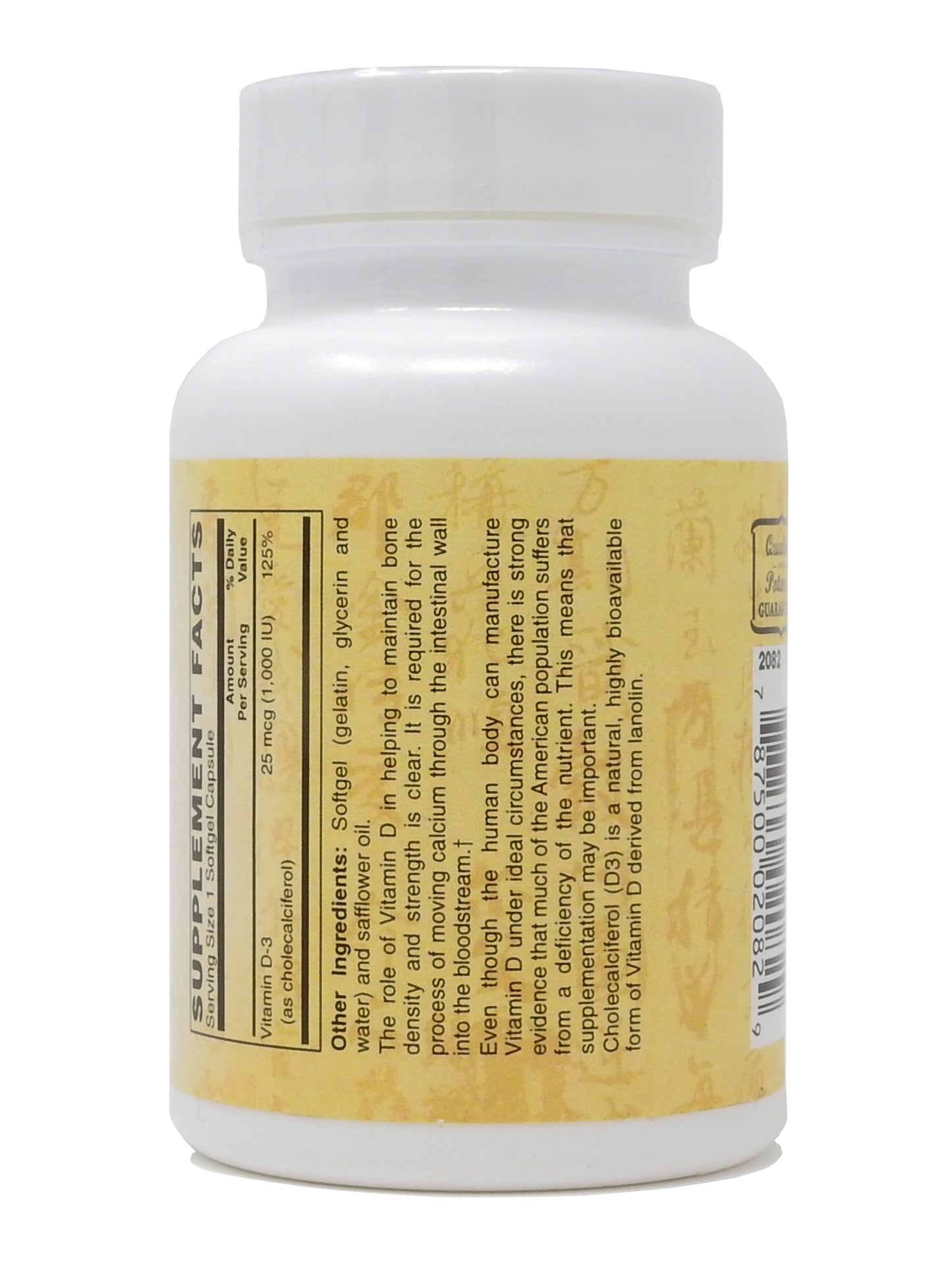Vitamin D-3 1,000 IU 100-Softgel - Supports Healthy Muscle Function, Bone Health & Immune Support