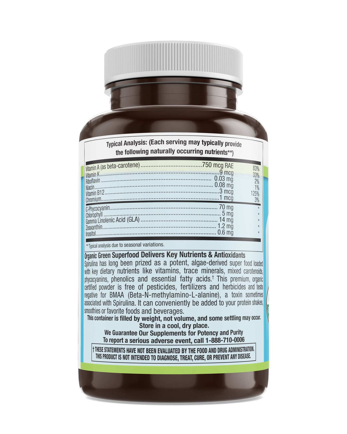 Organic Spirulina Powder 7.9 oz Count