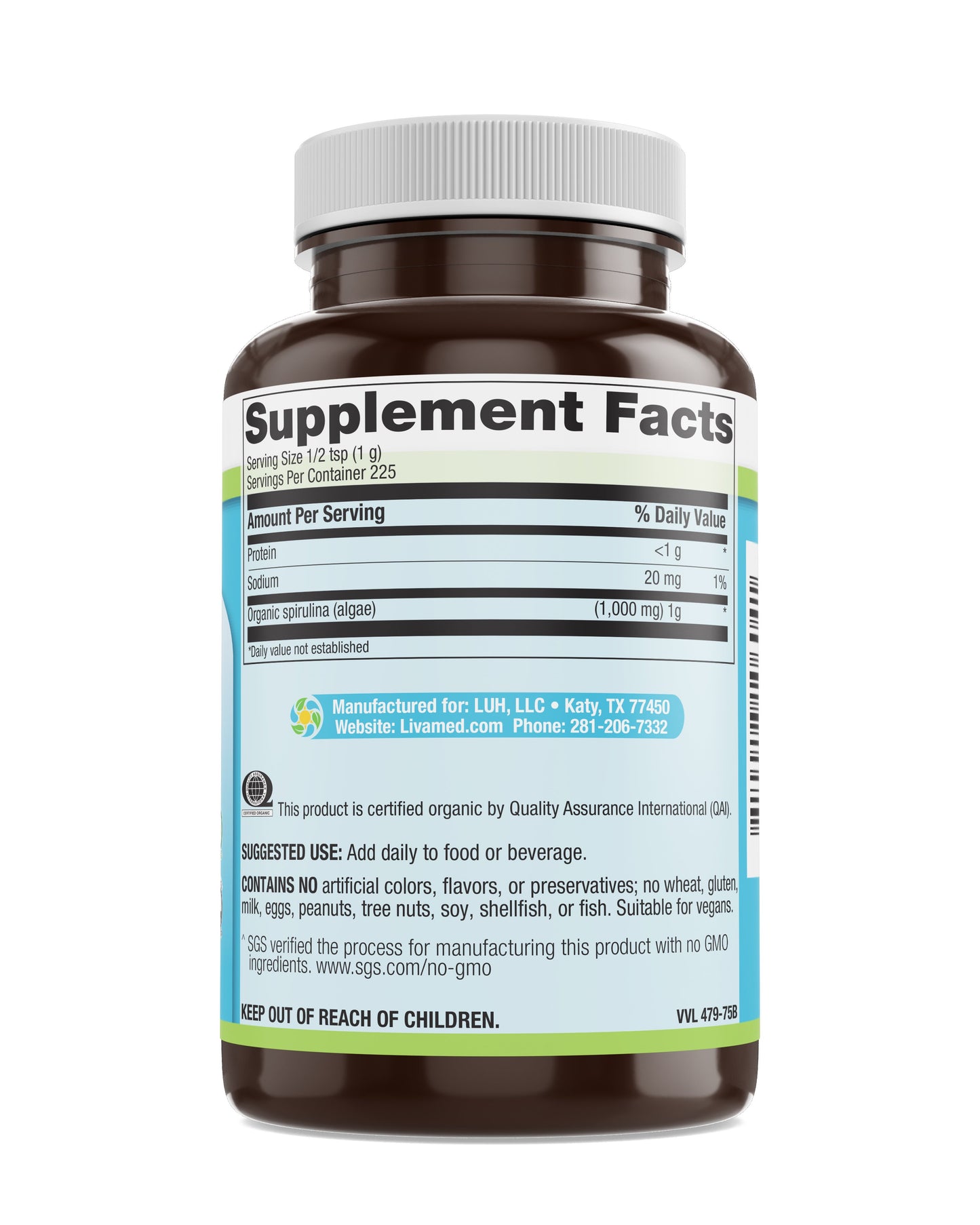 Organic Spirulina Powder 7.9 oz Count