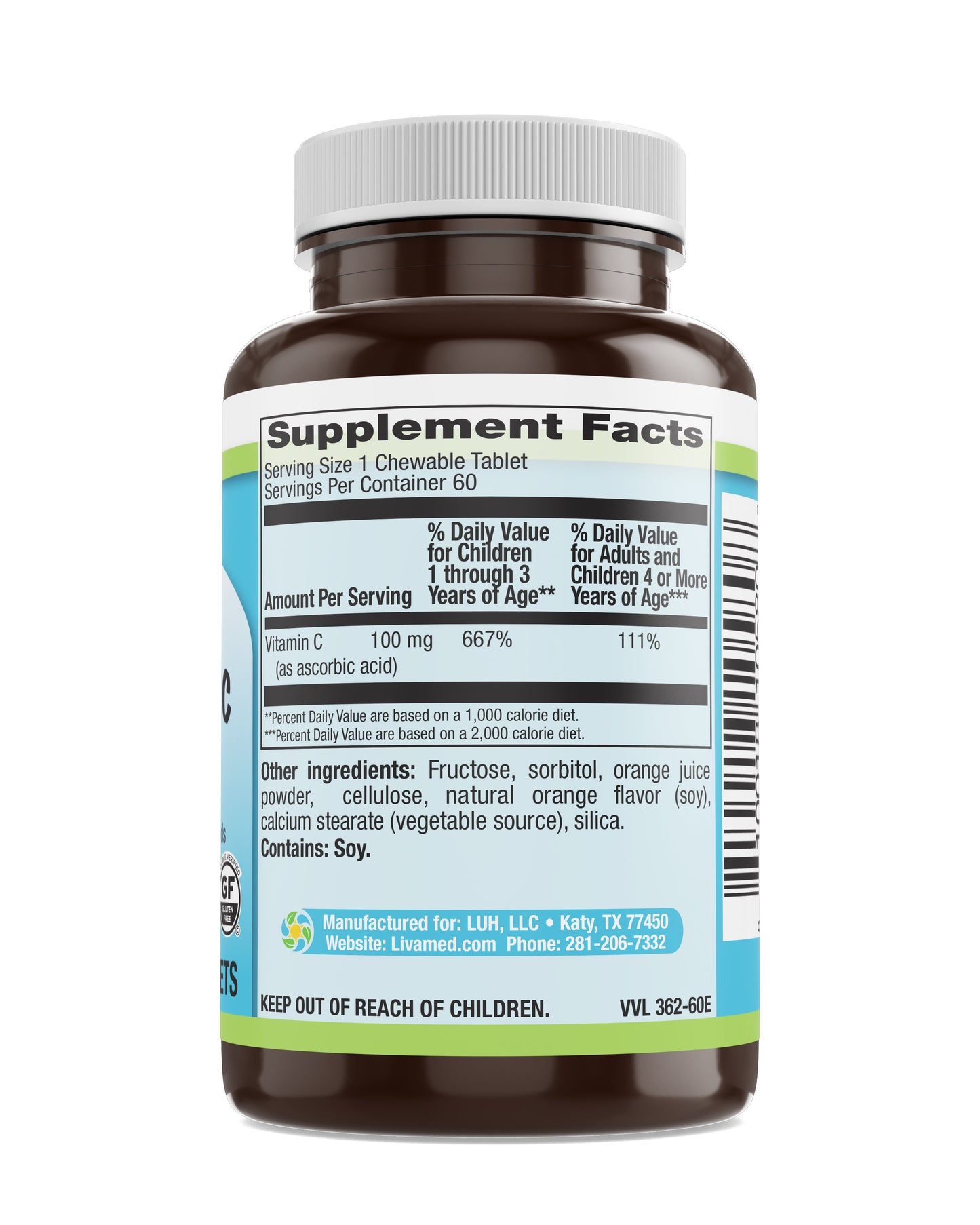 Kids Chewable C 100 mg Veg Tabs 60 Count