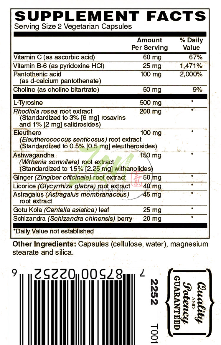 Adrenal Support 60-Caps with Ashwagandha, Rhodiola Rosea, Eleuthero, Ginger, Licorice, Astragalus, Gotu Kola & Schizandra - Stress Response Support - Adrenal Support Supplement for Energy, Adrenal Health & Mood