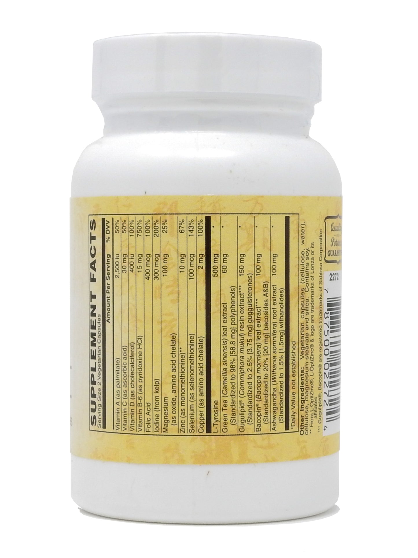 Thyroid Support - Promotes Metabolism from Green Tea, Energy & Focus from Ashwagundha, Bacopa & L-Tyrosine to Boost Concentration, Memory, Mood & Clear Brain Fog and GuguLipid for Cholesterol 60-Vegcaps