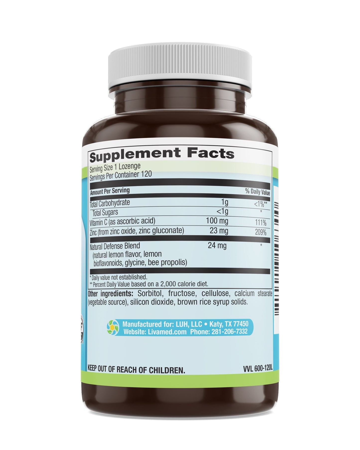 Zinc Lozenges Veg - Cool Lemon Flavor 120 Count XXX