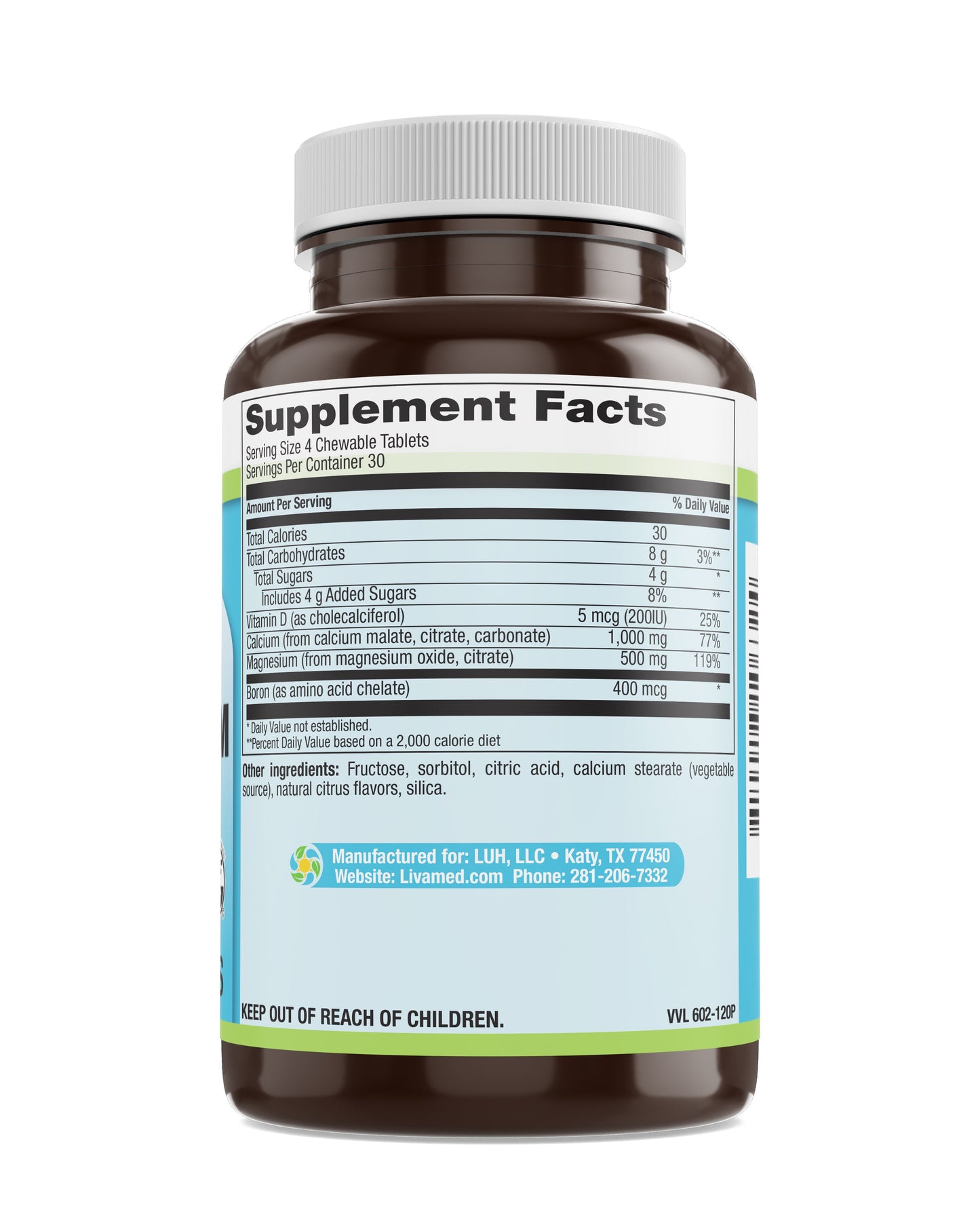 Chewable Calcium Veg Tabs - Natural Citrus Flavor 120 Count