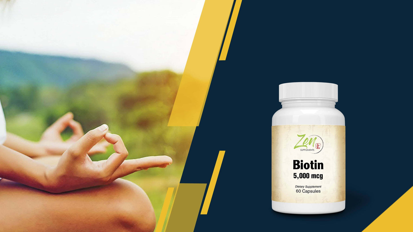 Biotin 5000 Mcg 60-Caps - Supports Healthy Hair, Skin & Nails in Individuals w/ Biotin Deficiency - May Provide for Hair Growth