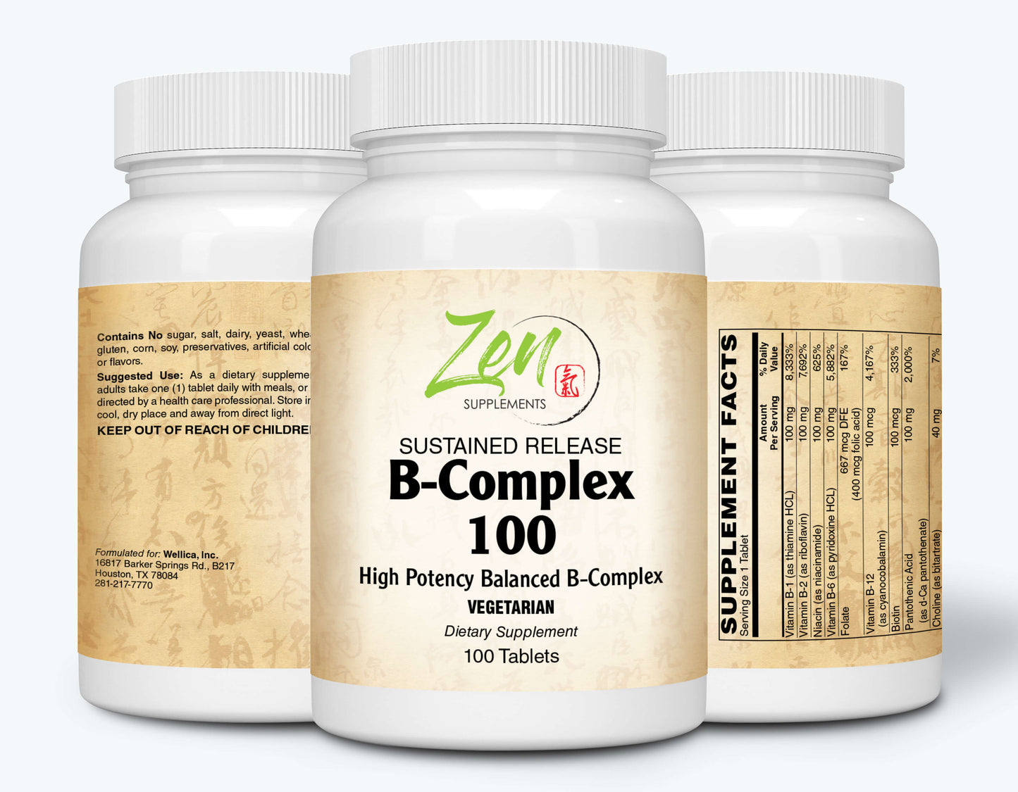 B-Complex 100 Sustained Release 100-Tabs - Support for Stress, Energy and Healthy Immune System - Heart Health & Nervous System Support - Supports Energy Metabolism