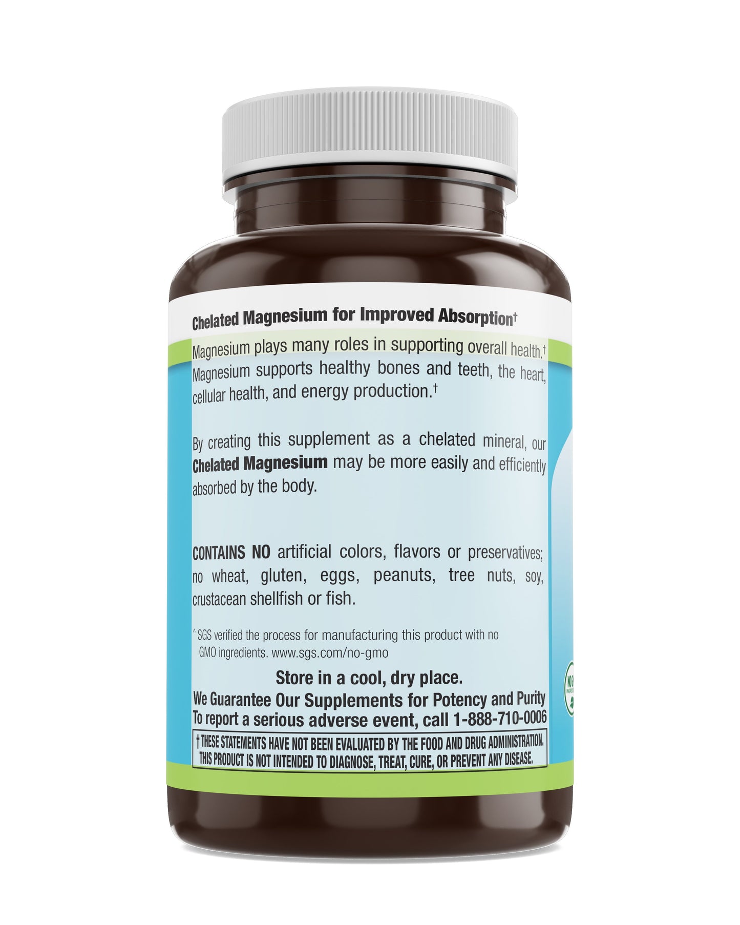 Chelated Magnesium 250 mg Tabs 180 Count