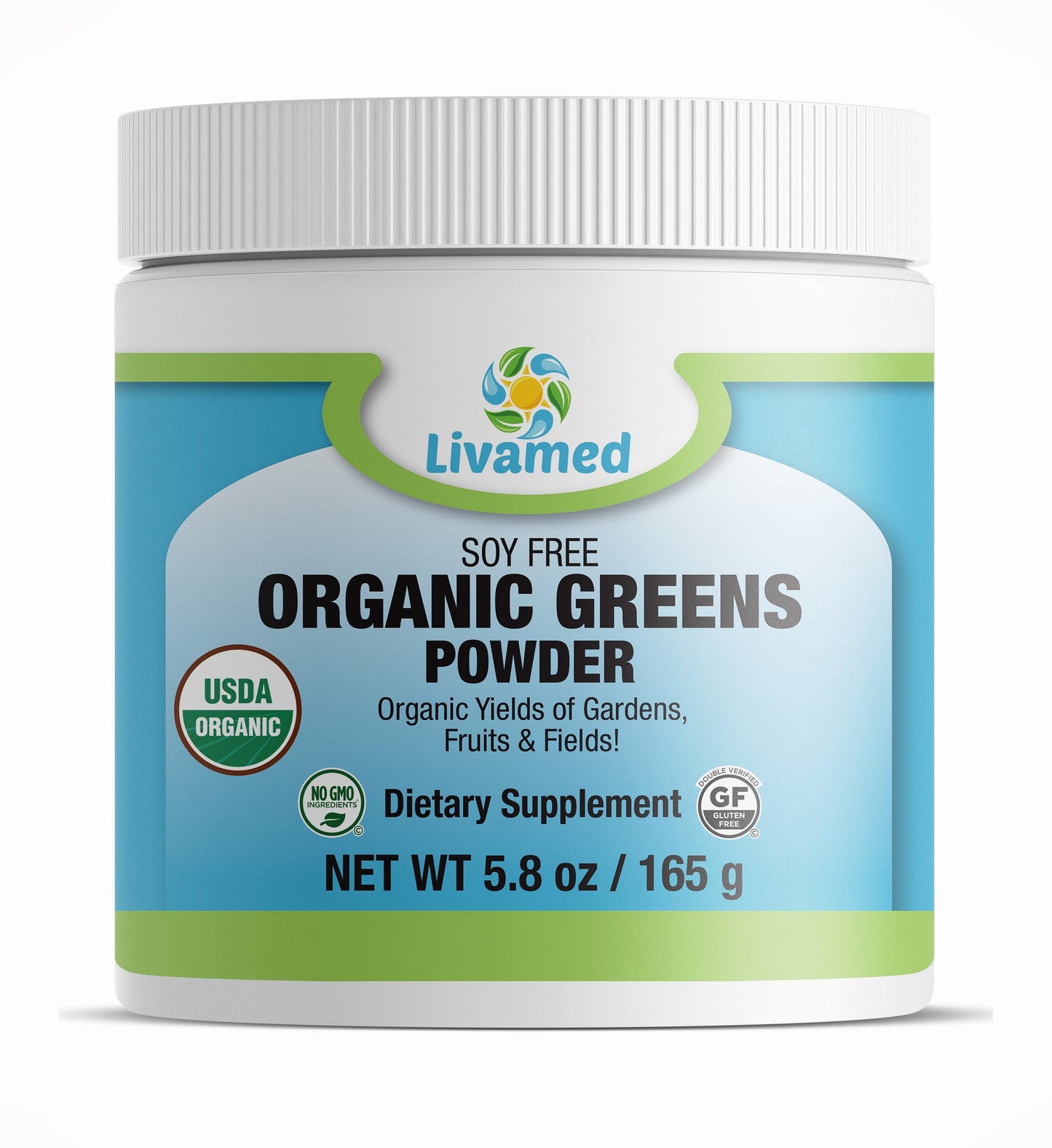 Organic Greens Powder Soy Free 5.8 oz Count