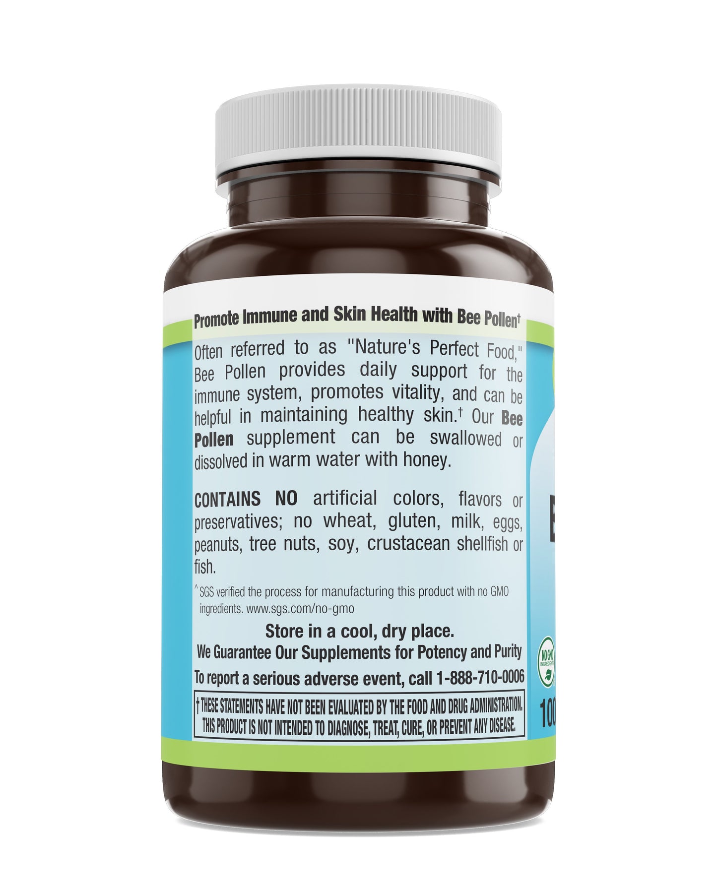 Natural Bee Pollen 500 mg Veg Tabs 100 Count