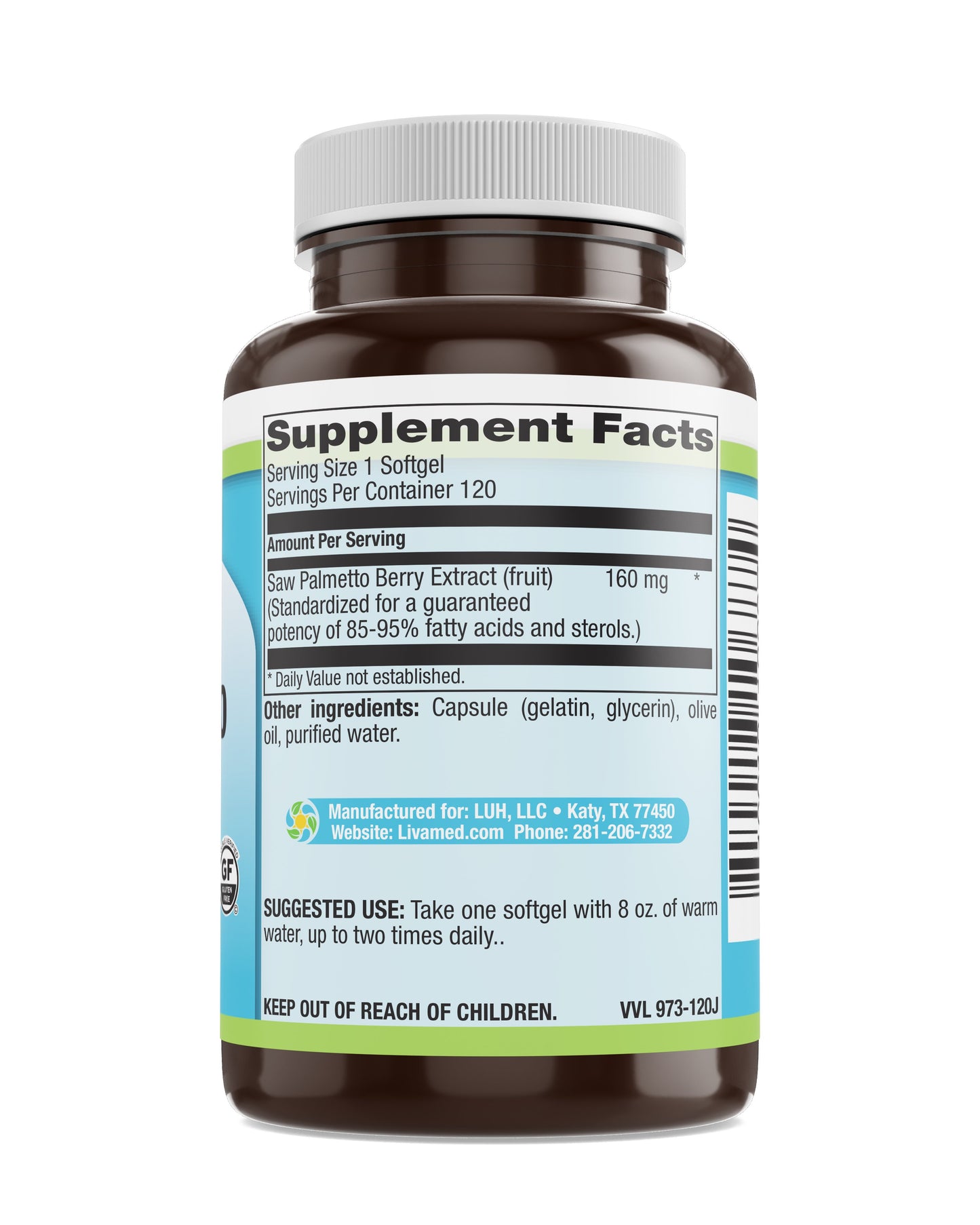 Saw Palmetto 160 mg Softgels 120 Count