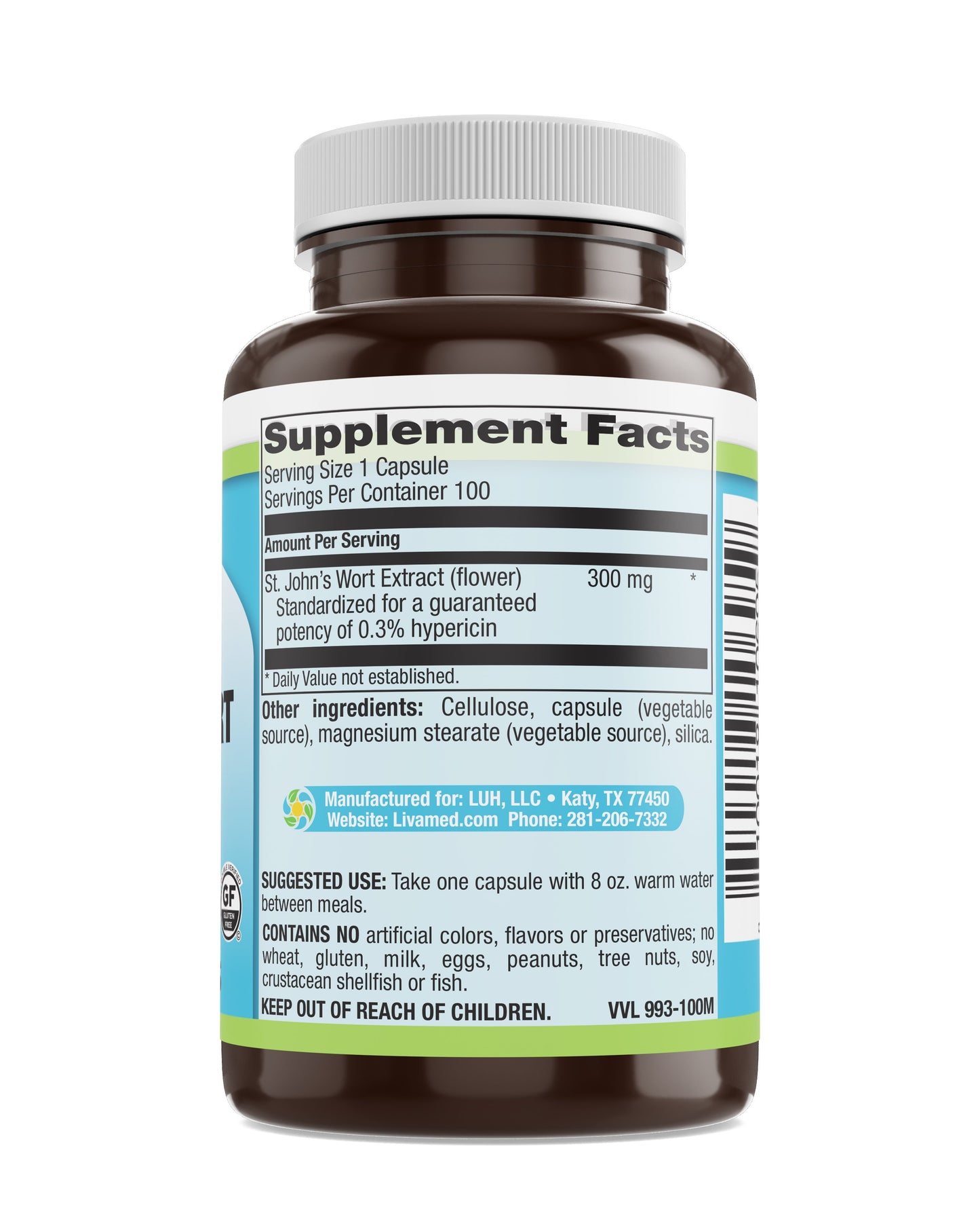 St. John's Wort 300 mg Veg Caps 100 Count