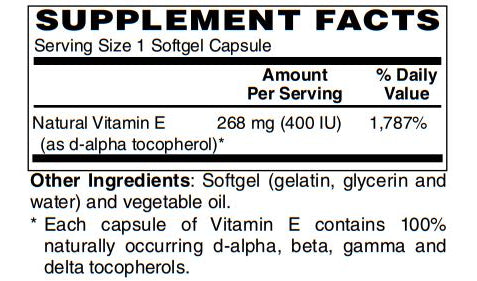 Vitamin E-400IU Mixed Tocopherols - Supports overall Wellness & Immune Function, Promotes Beautiful Hair & Skin 250-Softgel