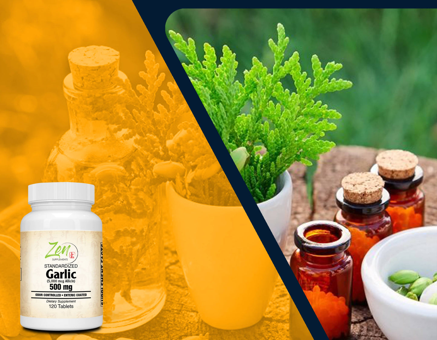 Garlic 500Mg Extract w/ 5,000 mcg Allicin - Enteric Coated 120-Tabs - Immune System & Healthy Heart Support Formula - Enteric Coated Tablets for Easy Swallowing & Digestion
