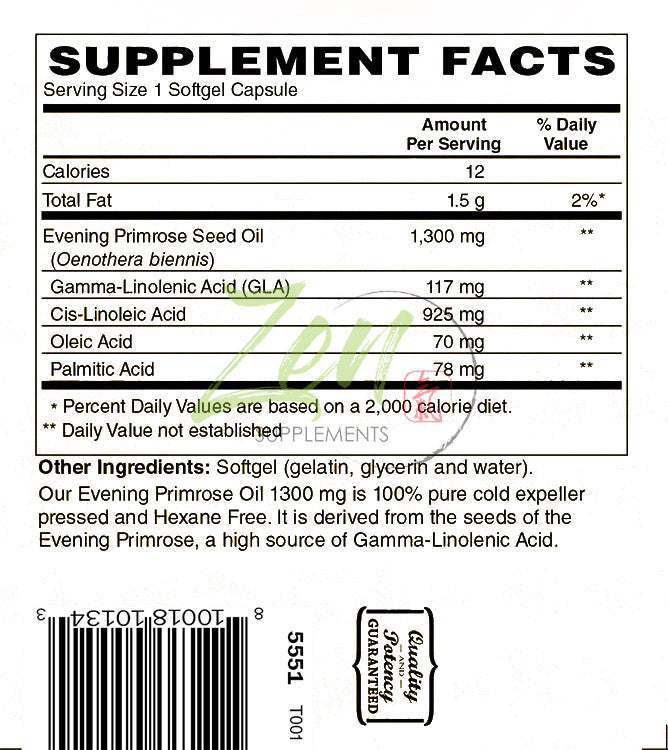 Evening Primrose Oil 1300 Mg 60-Softgel - Promotes Cardiovascular Health, Estrogen Levels, & Supports Cholesterol Levels & Balance Immune Response