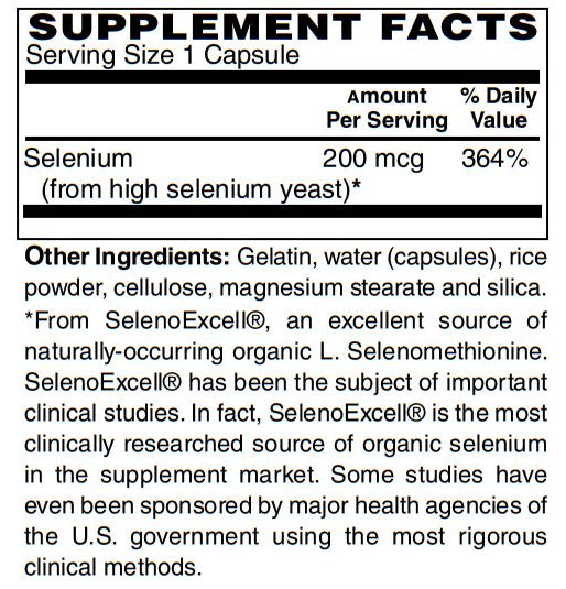 Selenium 200 Mcg - Promotes Immune System, Thyroid, Prostate and Heart Health. Supports Antioxidant Protection Against Free Radicals 120-Caps