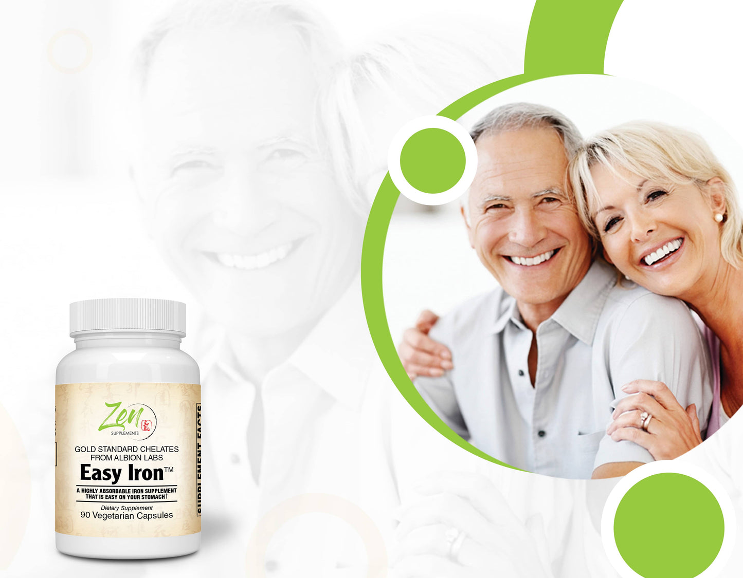 Easy Iron 25 Mg - Red Blood Cell Supplement - Easy on the Stomach - for Sensitive Stomachs, Non-Constipating 90-Vegcaps
