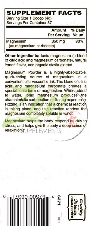 Mellow Mag-Lemon Flavor Magnesium Carbonate - Natural Aid to Support Constipation & Sleeping Difficulties, Promotes Anti-Stress, Calm & Regularity 8 Oz- Effervescent Powder