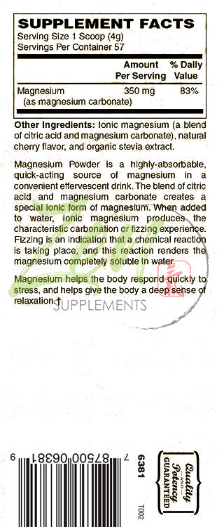 Mellow Mag-Cherry Flavor Magnesium Carbonate - Natural Aid to Support Constipation & Sleeping Difficulties, Promotes Anti-Stress, Calm & Regularity 8 Oz- Effervescent Powder