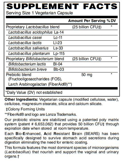 Womens 50 Billion Probiotic Formula - Supports Urinary and Vaginal Health with Lactobacilli & Bifado Blended Strains Survives Stomach Acid, Shelf Stable 30-Vegcaps