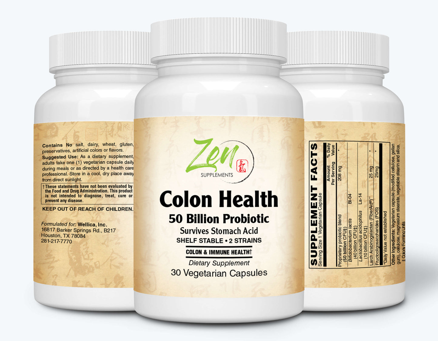 Colon Health 50 Billion CFU Probiotic with Acidophilus & Bifido Shelf Stable Strains for Gut & Digestive Health, in Delayed Release VegCaps 30-Vegcaps