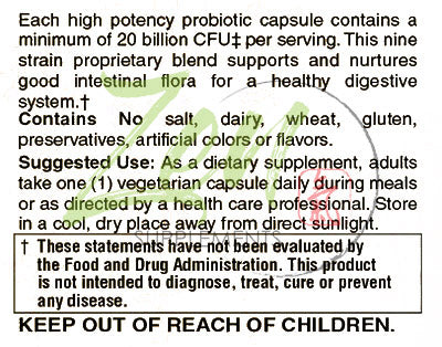 20 Billion CFU 9 Strain, Multi-Probiotic 30-Vegcaps - Sustained Release Technology, Resist Stomach Acid, Shelf Stable - Support for Healthy Digestion & Intestinal Ecology Favorable Intestinal Flora