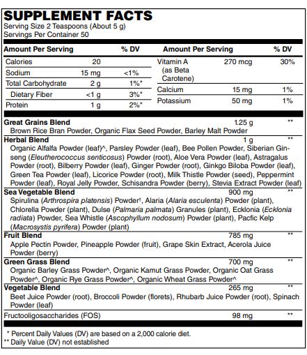 Ultra Greens Superfood - Wholesome Organic Fruits & Green Vegetables plus Spirulina, Cereal Grasses & Herbal Extracts - Provides Antioxidants & Nutrients 8.8 Oz-Powder