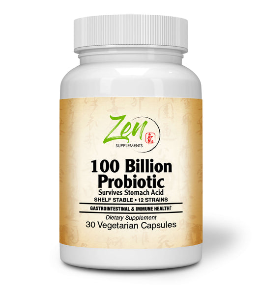 100 Billion Probiotic - 100 Billion CFU with 12 Strains 30-Vegcaps - Sustained Release Technology, Resist Stomach Acid, Shelf Stable - Support for Healthy Digestion & Intestinal Ecology Favorable Intestinal Flora