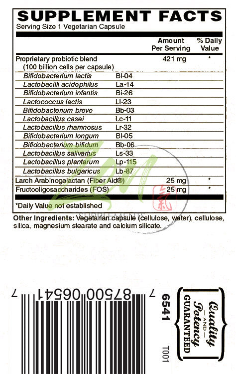100 Billion Probiotic - 100 Billion CFU with 12 Strains 30-Vegcaps - Sustained Release Technology, Resist Stomach Acid, Shelf Stable - Support for Healthy Digestion & Intestinal Ecology Favorable Intestinal Flora