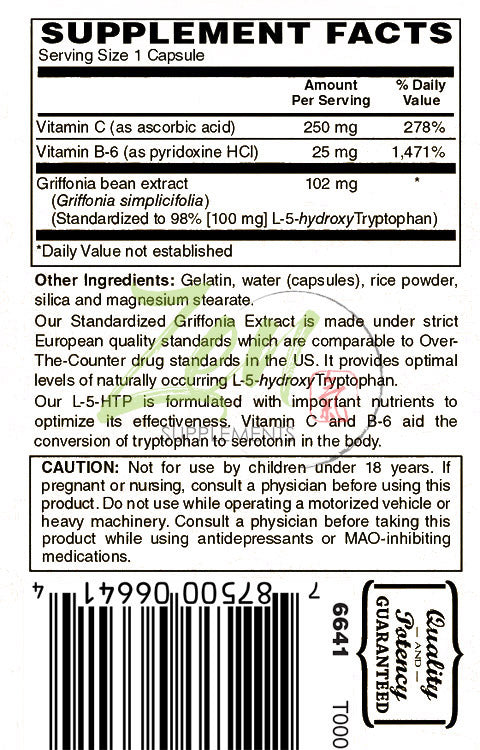 L-5HTP 100 Mg W/ C & B-6 30-Caps Serotonin Synthesizers and Cofactor B6 for Improved Serotonin Conversion - 5HTP Supplement for Serotonin Boost, Mood & Sleep Support